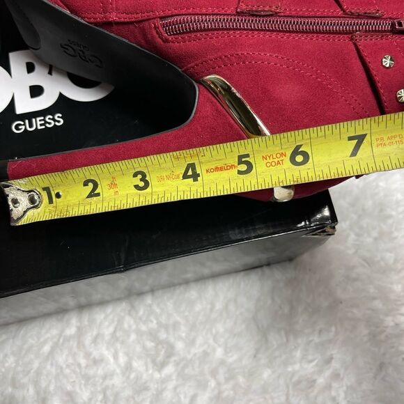 GBG Guess Deeka  Red synthetic suede ankle boots gold tone studs accents SZ10M - Picture 11 of 11